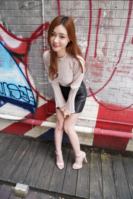 [Mzsock] NO.077 Su Xiaoli, leather short skirt, high heels and beautiful legs, outdoor shot street photography#[106P]-57