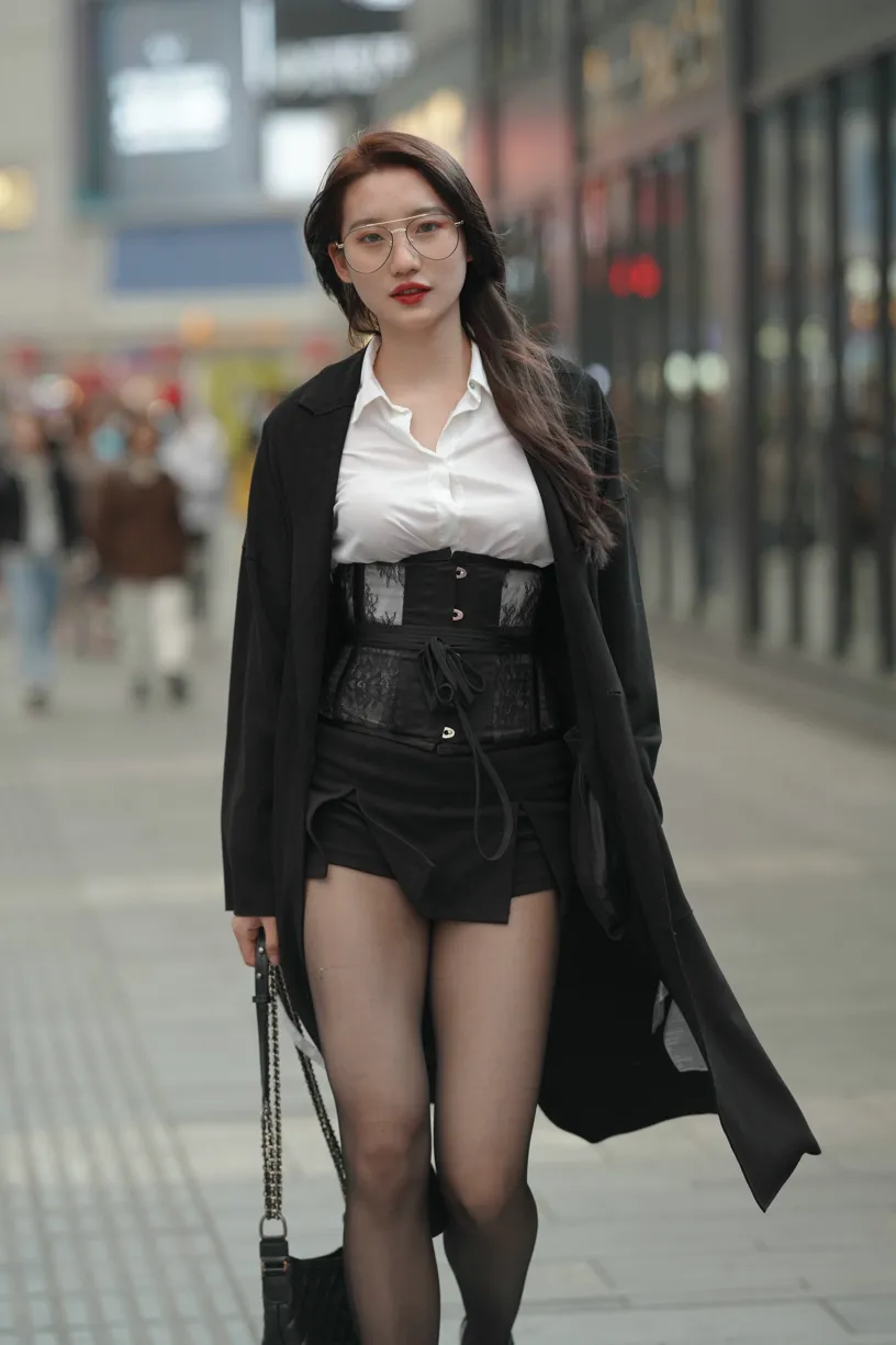 [Mzsock] NO.160 Long legs in black stockings street photography#[105P]-46